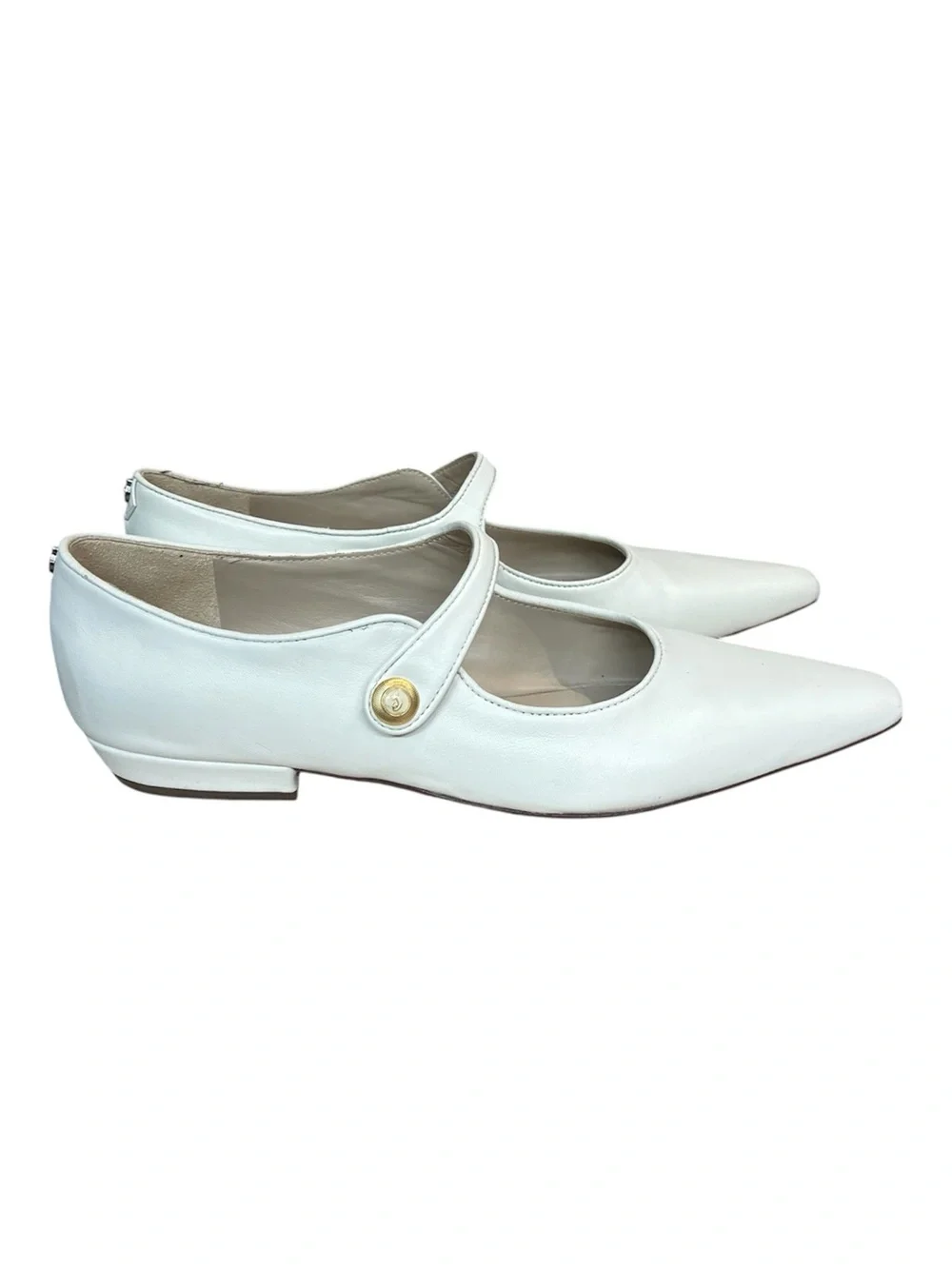 Sam Edelman Womens Jene Leather Pointed Toe Mary Janes Size 10 Ivory White